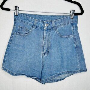 SHEIN Women's High Waisted Wide Leg Denim Shorts Light Wash Sz Small (28 x 2.5)